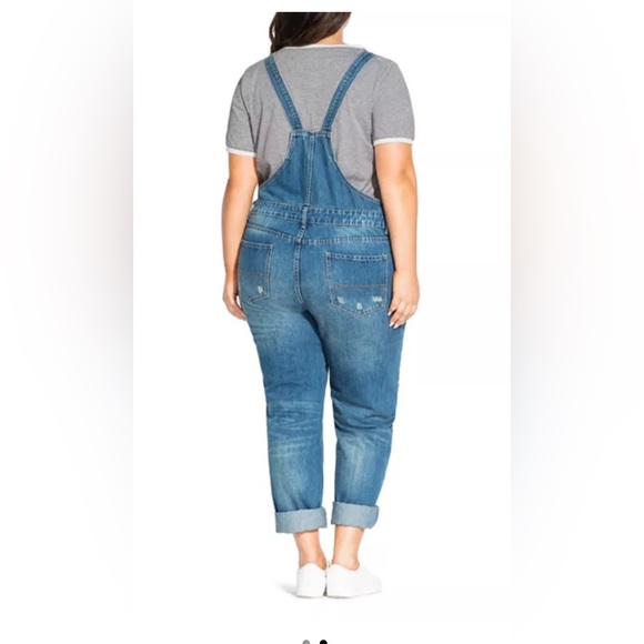 City Chic Women's Distressed Blue Denim Overalls Size XS/ same as size 14 - Picture 4 of 4